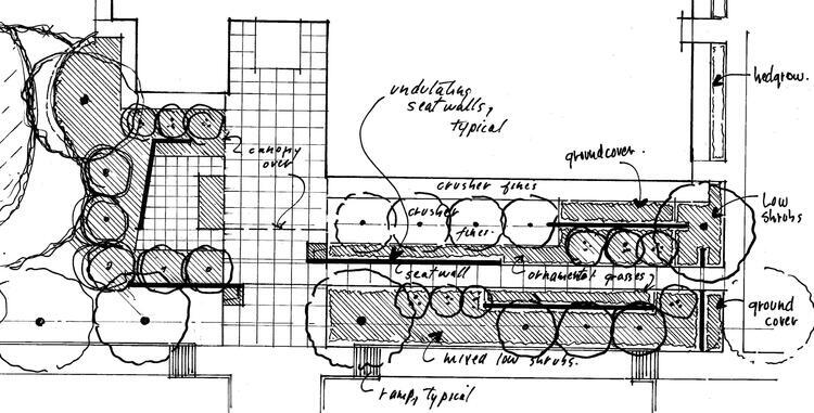 Landscape design sketch of Outpatient Clinic entry